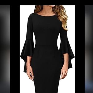 Karen By Simonsen Solid Grey Old Money Ruffle Sleeve Classy Dress